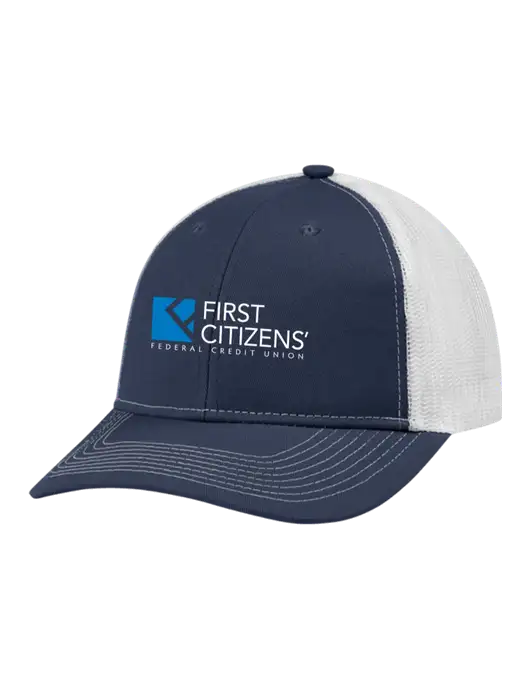 Snapback Ponytail Trucker Cap Navy w/White Mesh w/First Citizens' Logo
