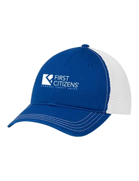 Richardson 111 Garment Washed Trucker Cap Royal w/White Mesh w/First Citizens' Logo
