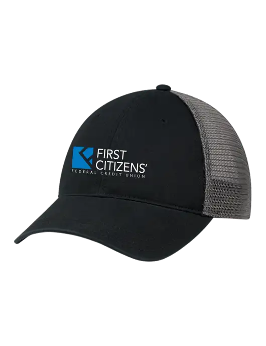 Richardson 111 Garment Washed Trucker Cap Black w/Charcoal Mesh w/First Citizens' Logo