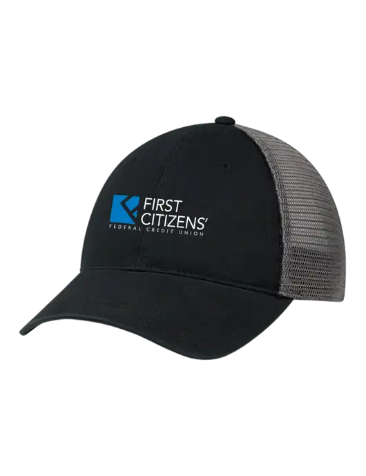 Richardson 111 Garment Washed Trucker Cap Black w/Charcoal Mesh w/First Citizens' Logo