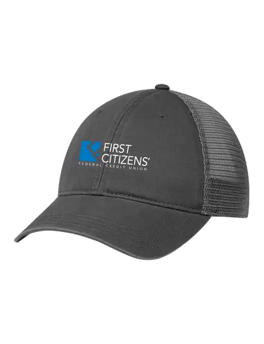 Richardson 111 Garment Washed Trucker Cap Charcoal w/Charcoal Mesh w/First Citizens' Logo