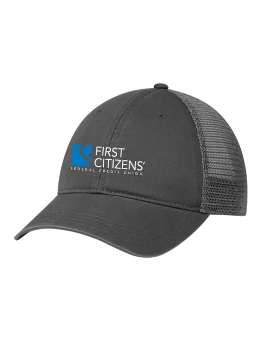 Richardson 111 Garment Washed Trucker Cap Charcoal w/Charcoal Mesh w/First Citizens' Logo