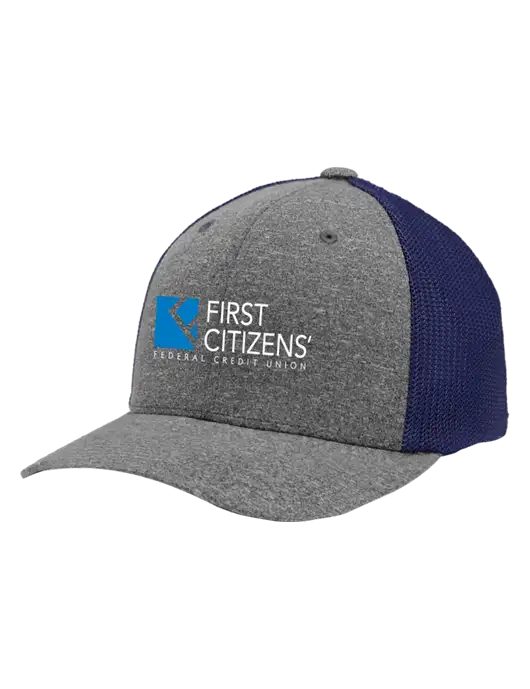 Flexfit Navy/Medium Grey Heather Melange Mesh Back Trucker Cap w/First Citizens' Logo